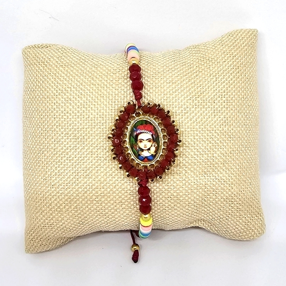 NEW Frida Kahlo Handmade Mexican Artist Beaded Red Layering Bracelet